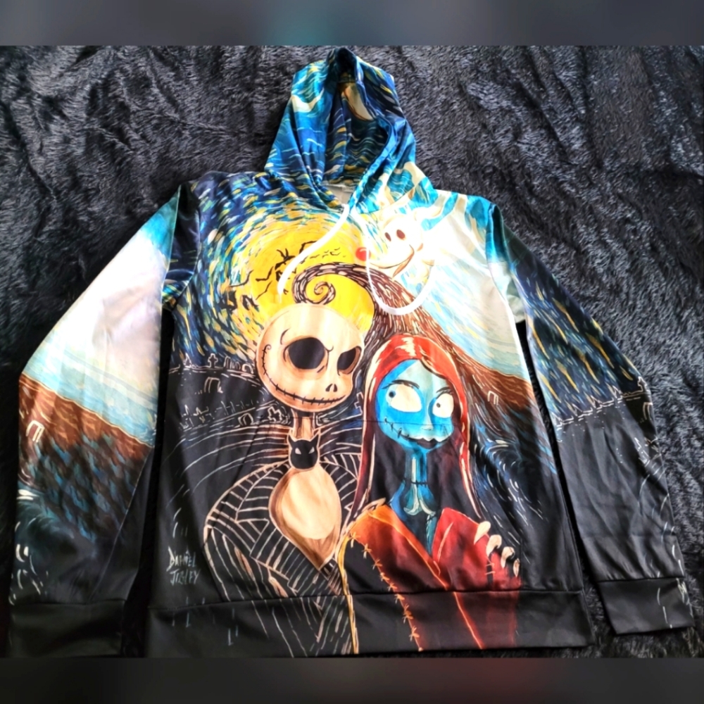 NWOT The Nightmare Before Christmas Jack & Sally Starry Night Hoodie Medium